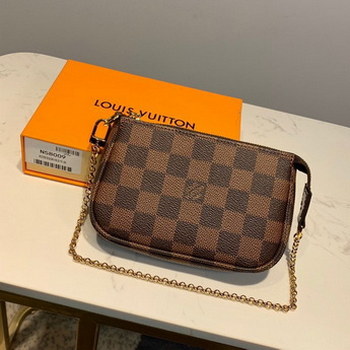 Replica Copy Louis Vuitton N58009 Mini Pochette Accessoires in Damier Ebene Coated Canvas