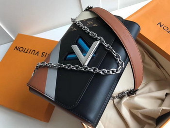 Replica AAA Replica Louis Vuitton M67798 Twist Chain Wallet Cowhide Leather Black Tan