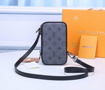 Replica Replica Louis Vuitton M69534 Double Phone Pouch in Monogram Eclipse Canvas and Monogram Eclipse Reverse Canvas