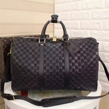 Replica Louis Vuitton N41145 Keepall Bandouliere 45 Onyx Damier Infini Leather Travel Bags