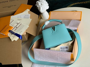 Replica Original Copy Louis Vuitton M56071 Capucines Mini Handbag Taurillon Leather Green