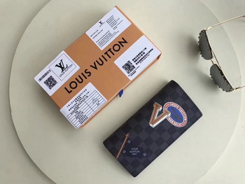 Replica Louis Vuitton N64438 Brazza Wallet LV League Damier Graphite Coated Canvas