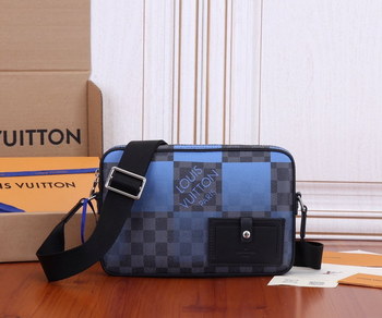 Replica Original Copy Louis Vuitton N40408 Alpha Messenger Blue Damier Graphite Giant Coated Canvas