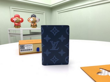 Replica 2021 New Replica Louis Vuitton M80421 Navy Blue Monogram Cowhide Leather Wallet
