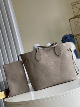 Replica Replica Louis Vuitton M45686 Neverfull MM Embossed Cowhide Leather Tourterelle Gray