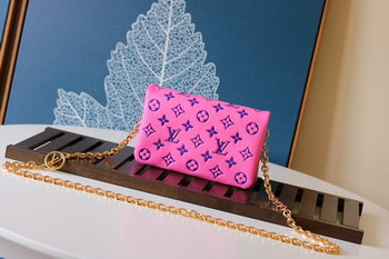 Replica Original Copy Louis Vuitton M80742 Pochette Coussin Monogram embossed Lambskin Pink