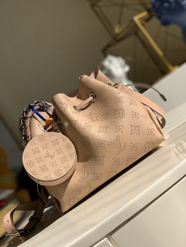 Replica Replica Louis Vuitton M57068 Bella Bucket Bag in Mahina Calf Leather wite Perforated Monogram Pattern Magnolia Pink