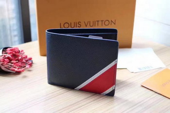Replica Louis Vuitton M64015 Multiple Wallet Ocean Taiga Leather Stripe