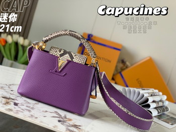 Replica 2022 New Style Louis Vuitton Capucines 21cm Purple Taurillon Leather With Python
