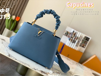 Replica Replica Top Sale Louis Vuitton Capucines MM Handbag Blue Taurillon Leather Spring Fashion