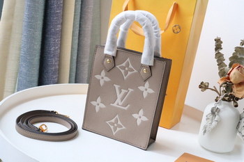 Replica Original Copy Louis Vuitton M57937 Petit Sac Plat Monogram Empreinte Embossed Supple Grained Cowhide Leather Gray