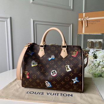 Replica Replica Louis Vuitton M44365 Speedy Bandouliere 30 Monogram Coated Canvas with Gold or Silver Tone Fused Metallic Foil Motifs
