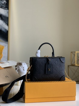 Replica Original Copy Louis Vuitton M45393 Petite Malle Souple Black Embossed Grained Cowhide Leather