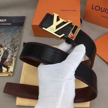 Replica Louis Vuitton Leather Reversible Black Belt 003