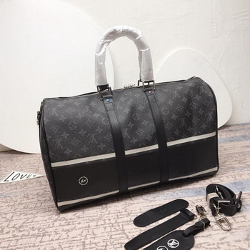 Replica Louis Vuitton M43413 Keepall 45 Bandouliere Monogram Eclipse Coated Canvas