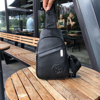 Replica Gucci 986 1 Men Leather Chest Pack Bag Black