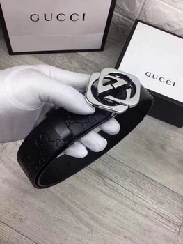 Replica Gucci Men Leather Blet With Silver Buckle 018