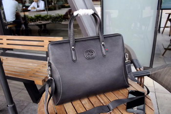 Replica Gucci 7138 3 Men Leather Shoulder Bag Black