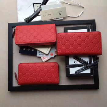 Replica Oriainal Gucci 410102 Signature Zip Around Wallet Red