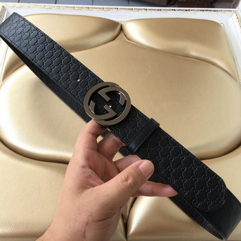 Replica Cheap Replica Gucci Reversible Leather Men Belt Black Width 38cm With Black Buckle 096