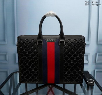 Replica Gucci 8328 1 Men Leather Briefcase Bag Black