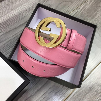 Replica Gucci Width 4cm Men Belt Pink With Gold Buckle 045