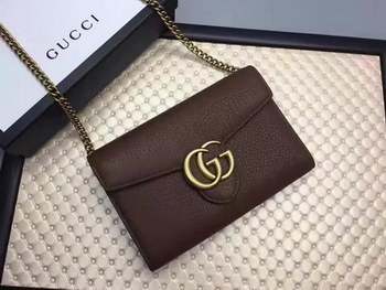 Replica Gucci 401232 GG Marmont Leather Mini Chain Bag Coffee