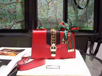 Replica Gucci 431666 Sylvie Leather Mini Chain Bag Red