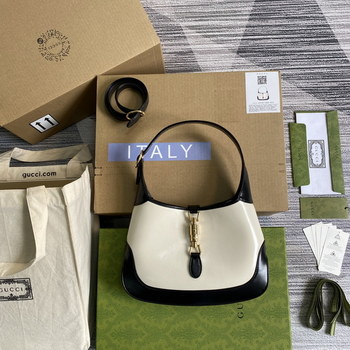 Replica New Replica Gucci Jackie 1961 Small Shoulder Bag White Leather with Black Leather Trim