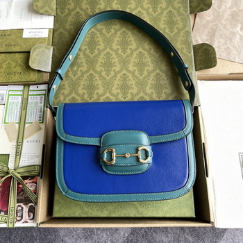 Replica New Replica Gucci 602204 Horsebit 1955 Small Shoulder Bag Blue Leather