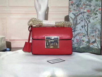 Replica Gucci Padlock Leather Signature Red Shoulder Bag