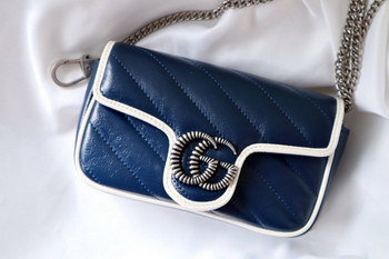 Replica Replica Gucci 574969 GG Marmont Super Mini Bag Blue Leather