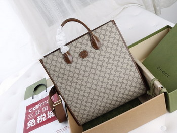 Replica Nice Price Gucci Medium Mens Tote with Interlocking G Brown Leather Details 674155 In Paris Replica