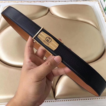 Replica Gucci Men Leather Blet 35cm With Gold Buckle 011