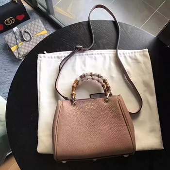 Replica Gucci 368823 Bamboo Shopper Leather Mini Bag Pink,Gucci Bamboo Shopper Mini,Gucci Bamboo Shopper Bags