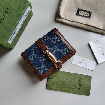 Replica Replica Gucci Card Case Wallet Blue 645536