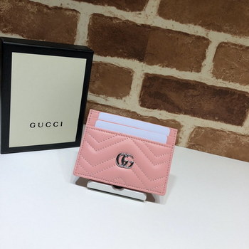 Replica Origianl Copy Gucci 443127 GG Marmont Women Card Case Pink Leather