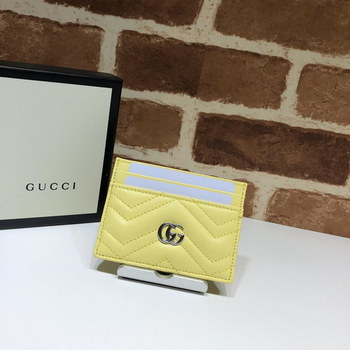 Replica Origianl Copy Gucci 443127 GG Marmont Women Card Case Yellow Leather