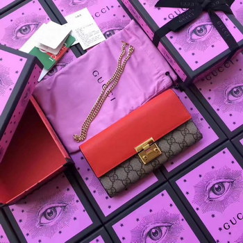 Replica Gucci 453506 Padlock Continental Wallet GG Supreme Red