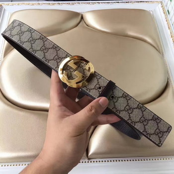 Replica Gucci GG Supreme Leather Blet With Gold Double G Buckle 003