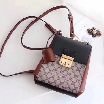 Replica Gucci 498194 Padlock GG Supreme Women Backpack Coffee