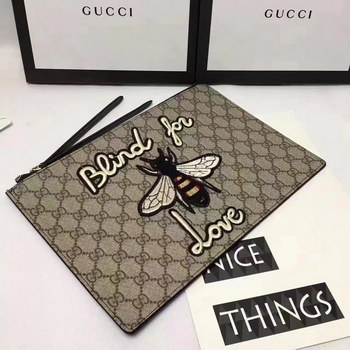 Replica Gucci Embroidered GG Supreme Bee Pouch