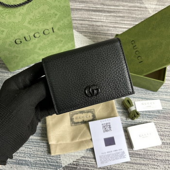 Replica 2021 Christmas Gucci 456126 Women GG Marmont Card Case Wallet Black For Ladies