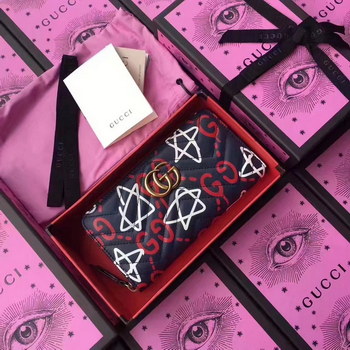 Replica Gucci 443123 GG Marmont Zip Around Prints Wallet White