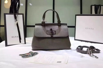 Replica Gucci 370831 Bamboo Daily Leather Top Handles Bags Grey