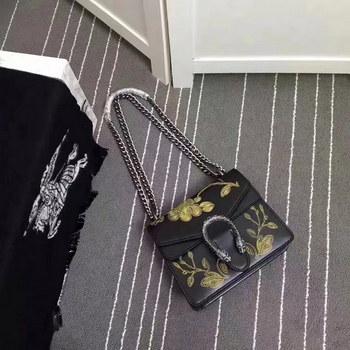 Replica Gucci 421970 Dionysus Embroidery Chain Bag Black