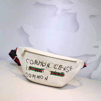 Replica Gucci 493869 Women Print Leather Belt Bag White