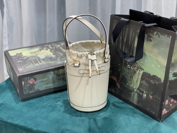 Replica Replica Gucci Horsebit 1955 Small Bucket Bag White Leather