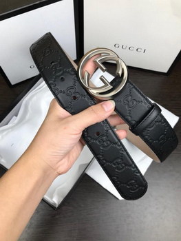 Replica Cheap Replica Gucci Reversible Leather Men Belt Black Width 38cm With Silver Buckle 104