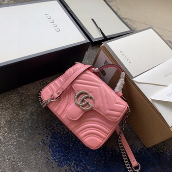 Replica Replica Gucci 547260 GG Marmont Mini Top Handle Bag Pink Chevron Leather